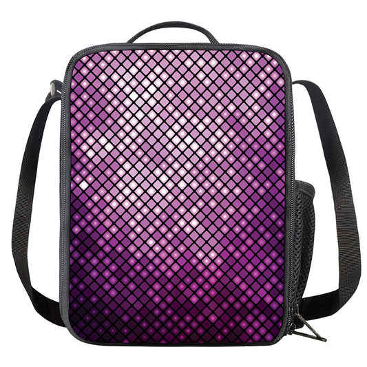 Purple Disco Lights Pattern Print Crossbody Lunch Bag