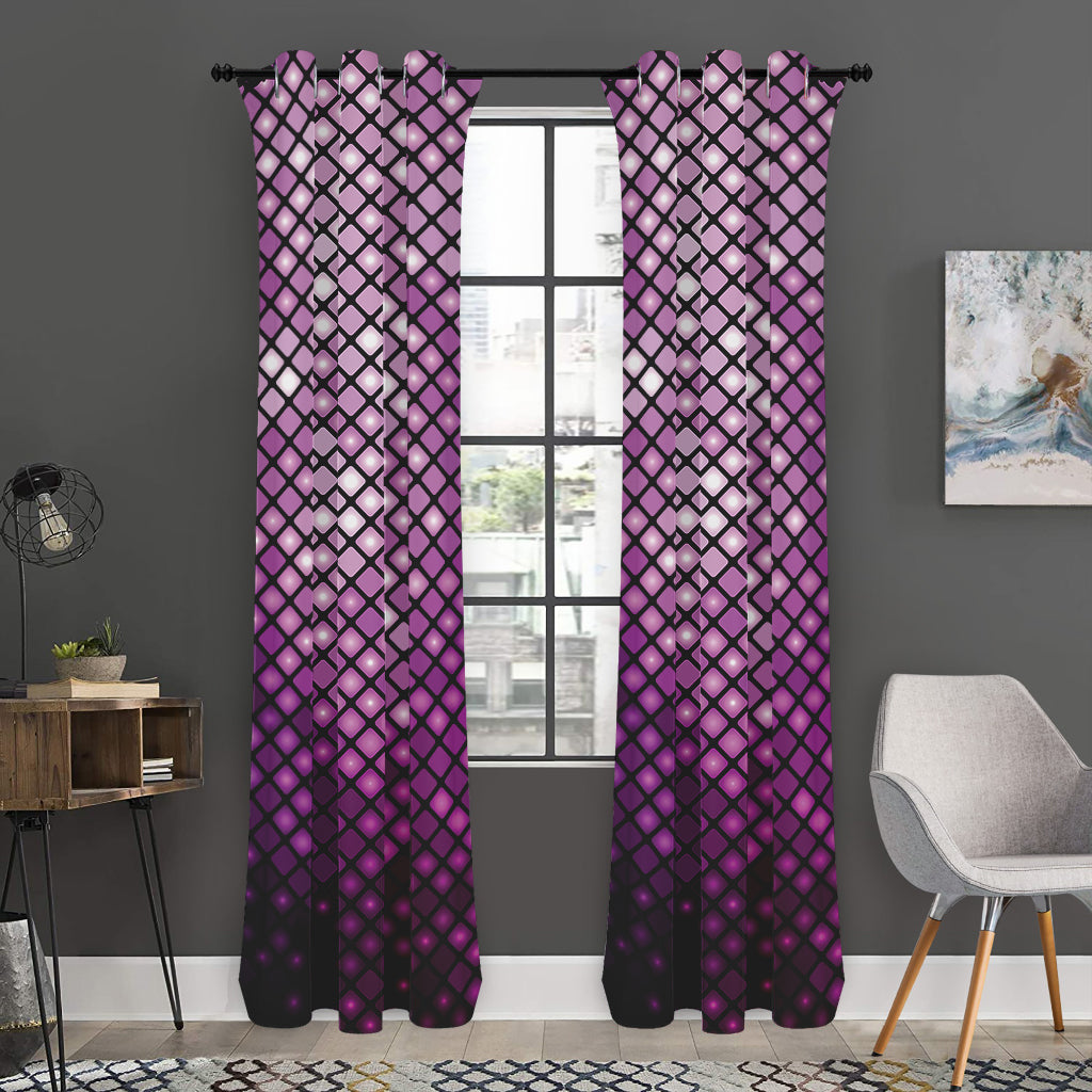 Purple Disco Lights Pattern Print Curtain