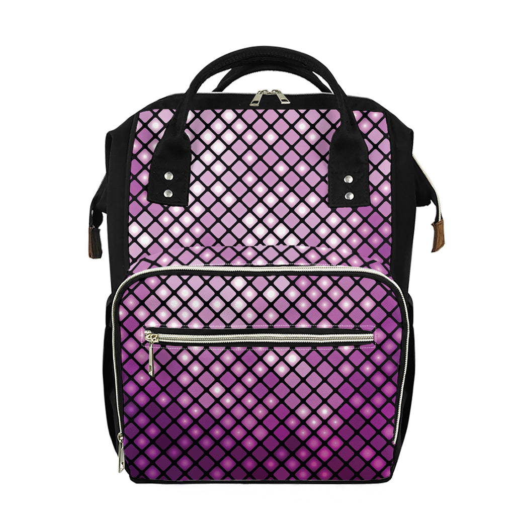 Purple Disco Lights Pattern Print Diaper Bag