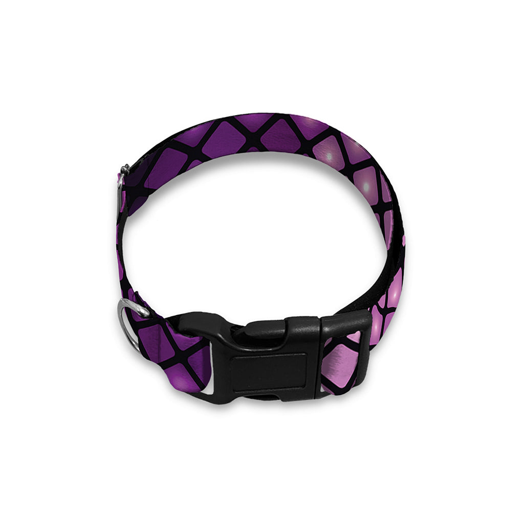 Purple Disco Lights Pattern Print Dog Collar