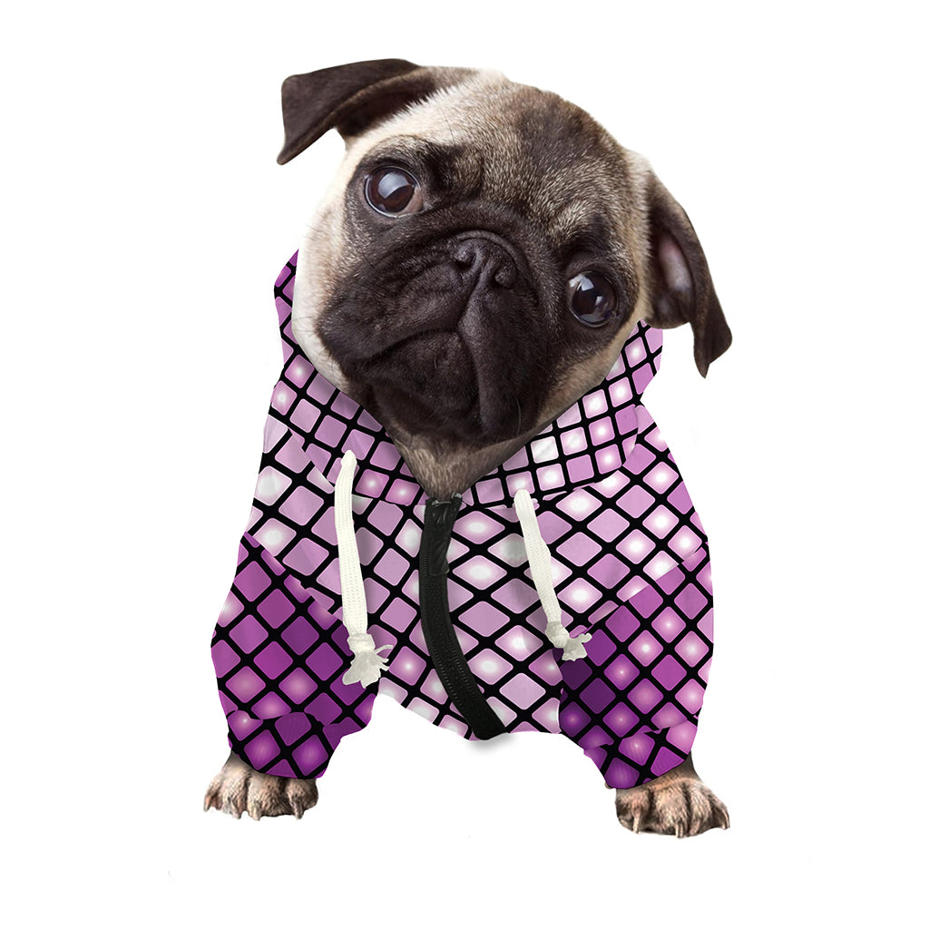 Purple Disco Lights Pattern Print Dog Zip Up Hoodie