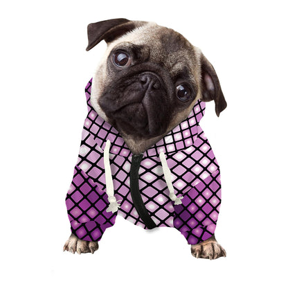 Purple Disco Lights Pattern Print Dog Zip Up Hoodie