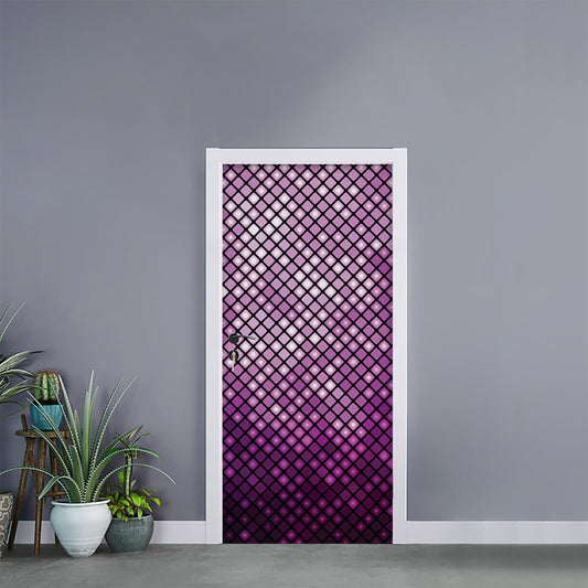 Purple Disco Lights Pattern Print Door Sticker