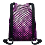 Purple Disco Lights Pattern Print Drawstring Backpack