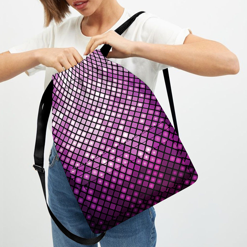 Purple Disco Lights Pattern Print Drawstring Backpack