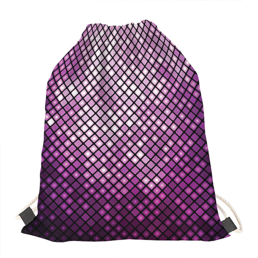 Purple Disco Lights Pattern Print Drawstring Bag