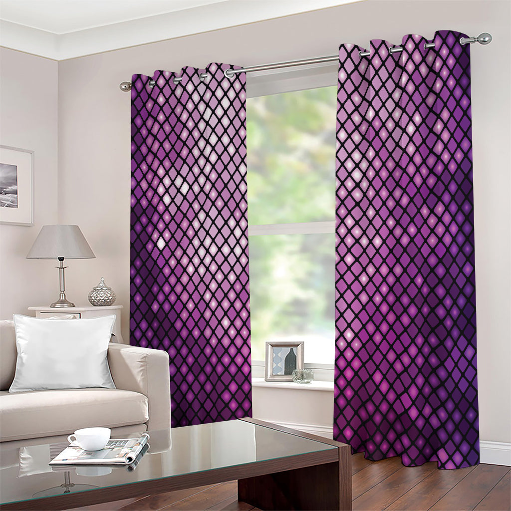 Purple Disco Lights Pattern Print Extra Wide Grommet Curtains
