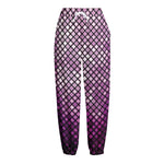 Purple Disco Lights Pattern Print Fleece Lined Knit Pants