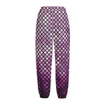 Purple Disco Lights Pattern Print Fleece Lined Knit Pants