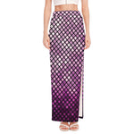 Purple Disco Lights Pattern Print High Slit Maxi Skirt