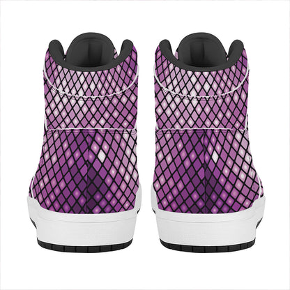 Purple Disco Lights Pattern Print High Top Leather Sneakers