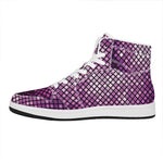 Purple Disco Lights Pattern Print High Top Leather Sneakers