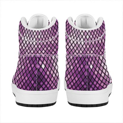 Purple Disco Lights Pattern Print High Top Leather Sneakers