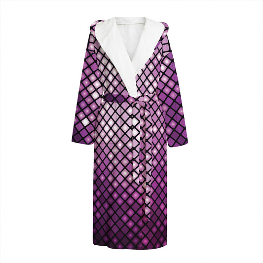 Purple Disco Lights Pattern Print Hooded Bathrobe