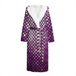 Purple Disco Lights Pattern Print Hooded Bathrobe