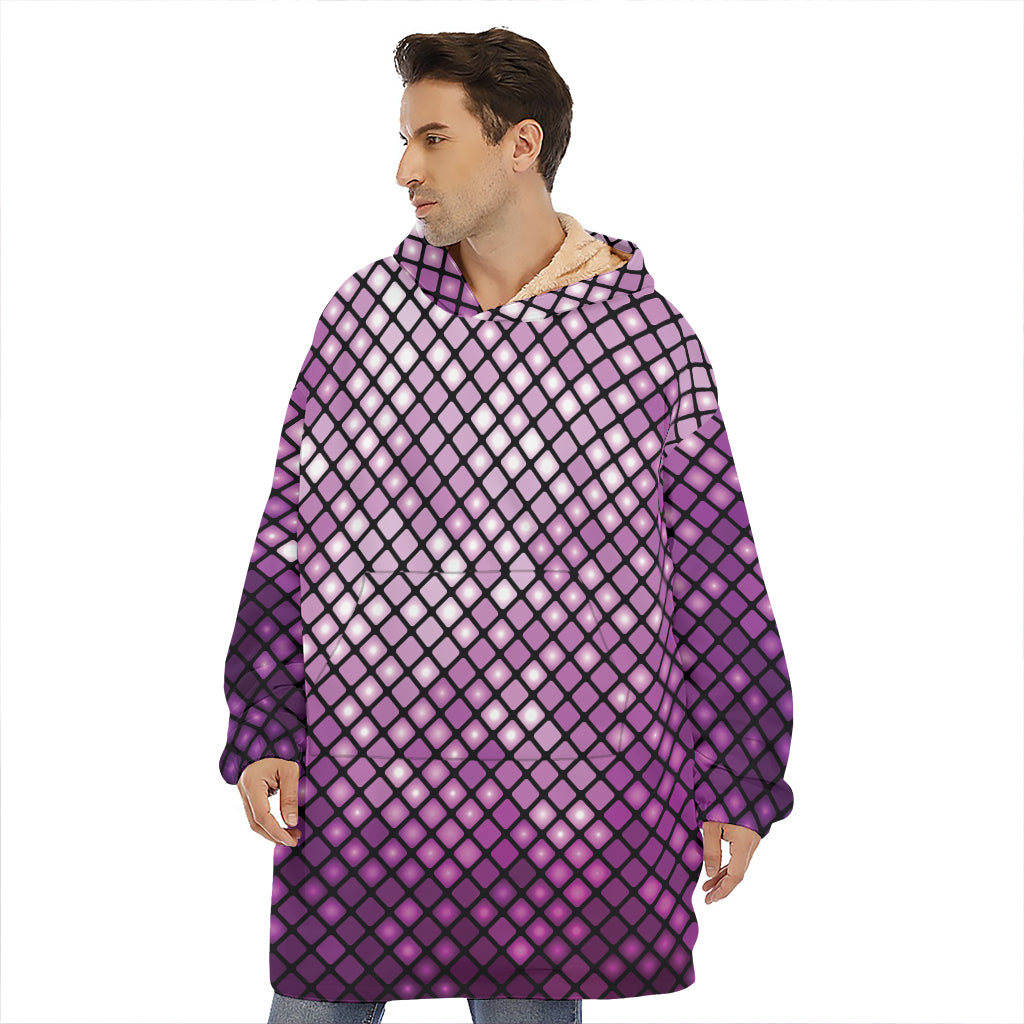 Purple Disco Lights Pattern Print Hoodie Blanket