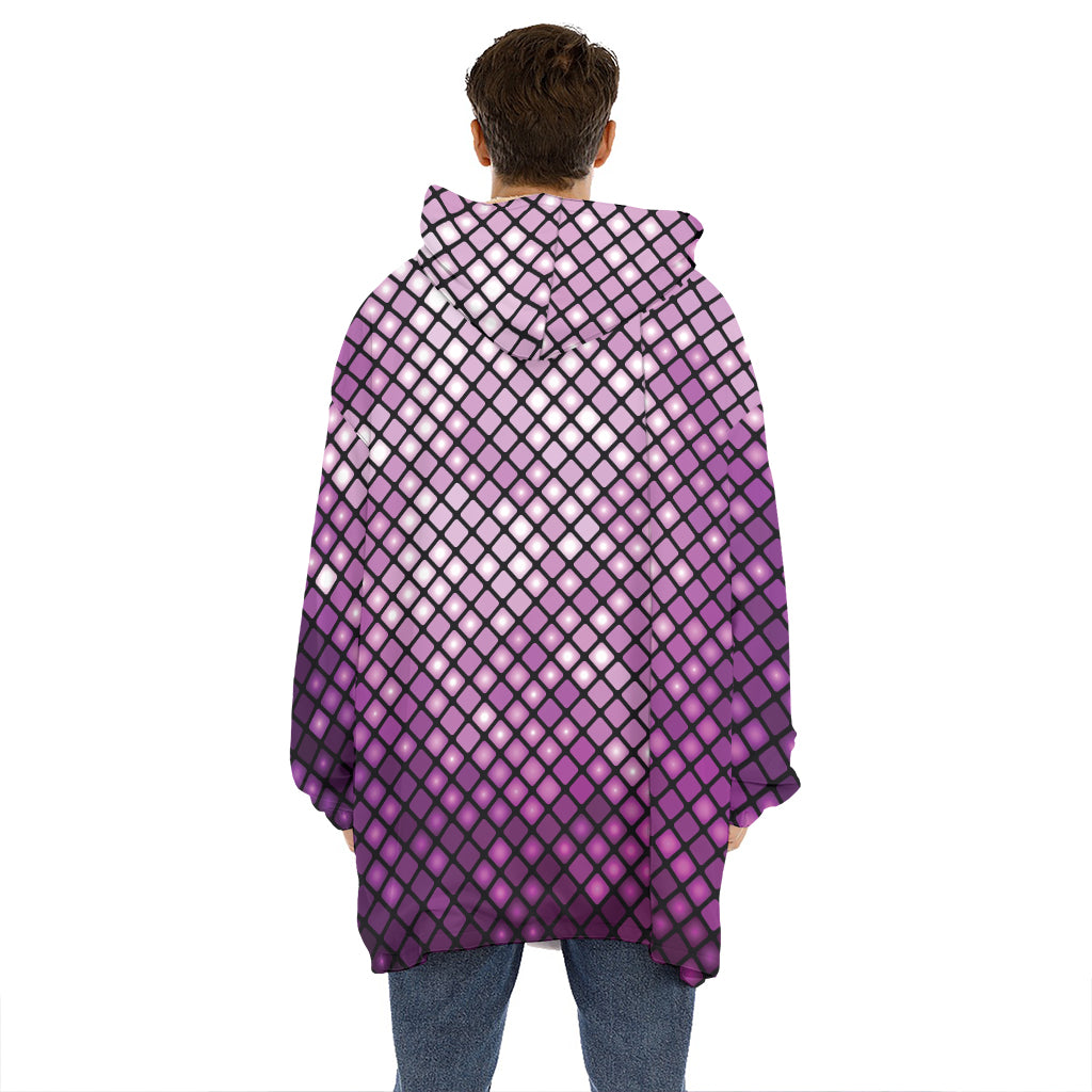 Purple Disco Lights Pattern Print Hoodie Blanket