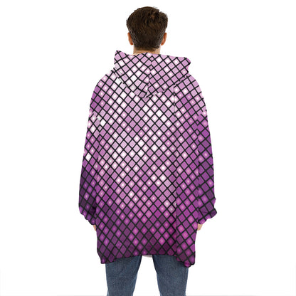 Purple Disco Lights Pattern Print Hoodie Blanket