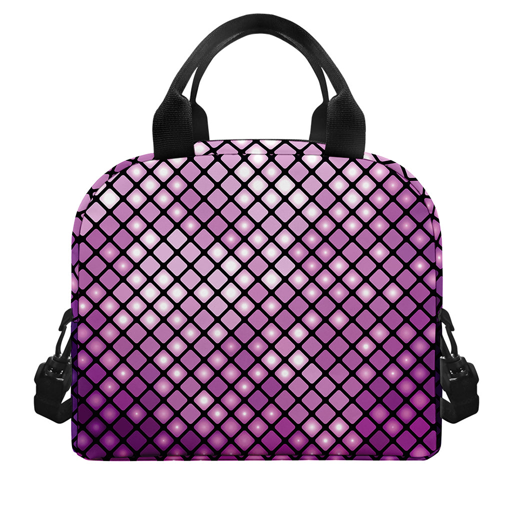 Purple Disco Lights Pattern Print Insulated Lunch Bag