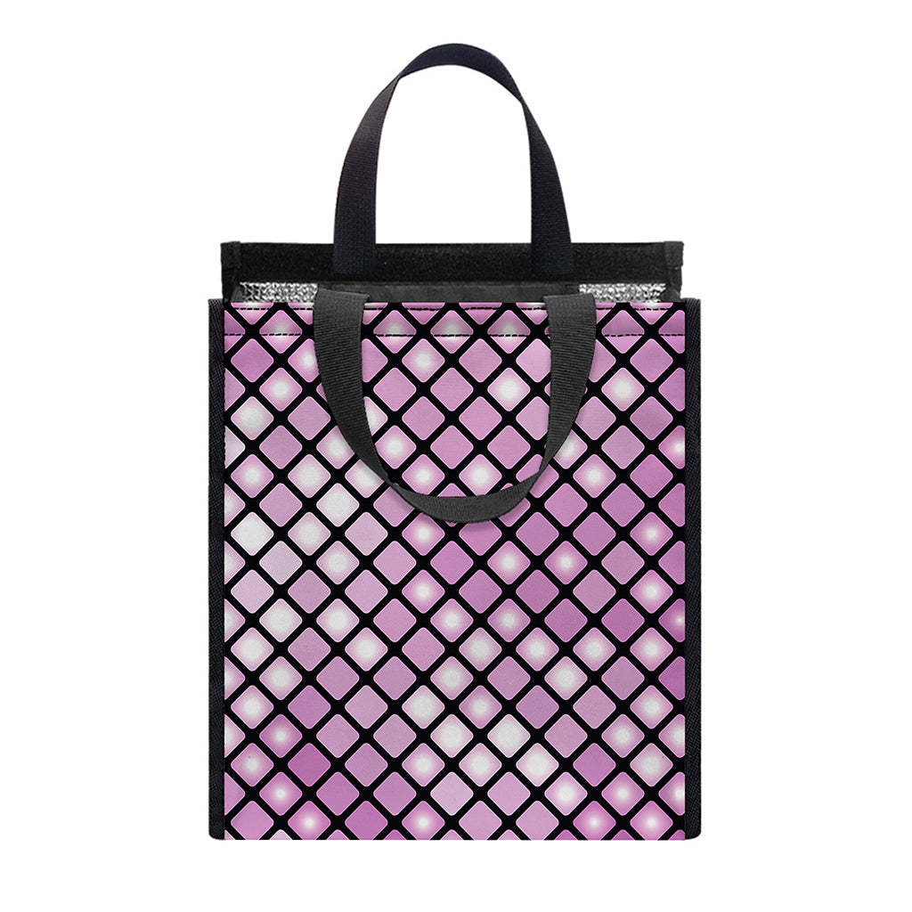 Purple Disco Lights Pattern Print Insulated Lunch Tote