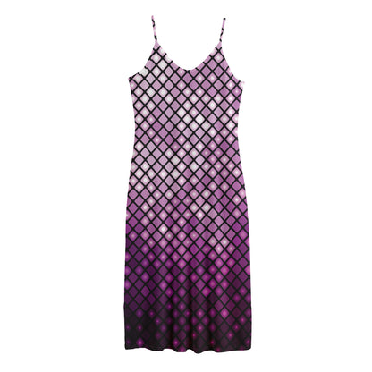 Purple Disco Lights Pattern Print Jersey Midi Cami Dress