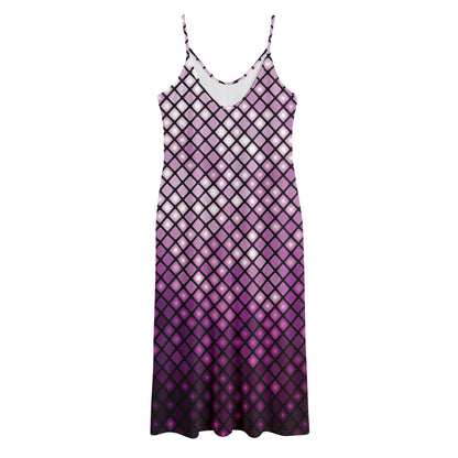 Purple Disco Lights Pattern Print Jersey Midi Cami Dress