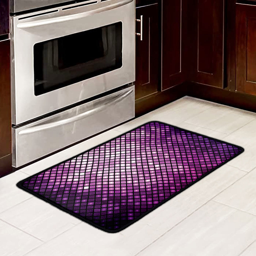 Purple Disco Lights Pattern Print Kitchen Mat