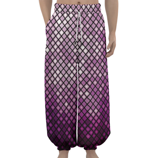 Purple Disco Lights Pattern Print Lantern Pants