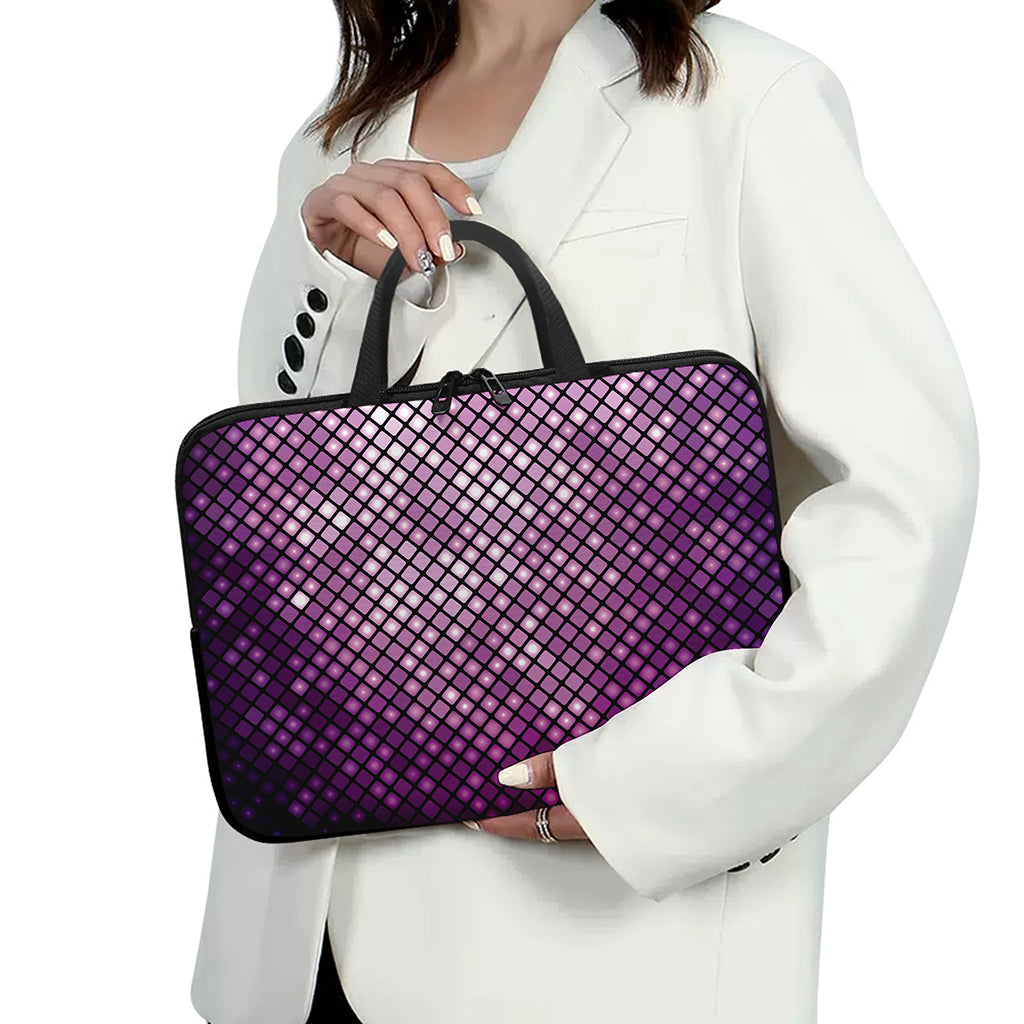 Purple Disco Lights Pattern Print Laptop Sleeve With Handle