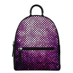 Purple Disco Lights Pattern Print Leather Backpack