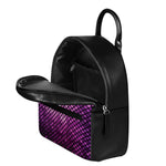 Purple Disco Lights Pattern Print Leather Backpack