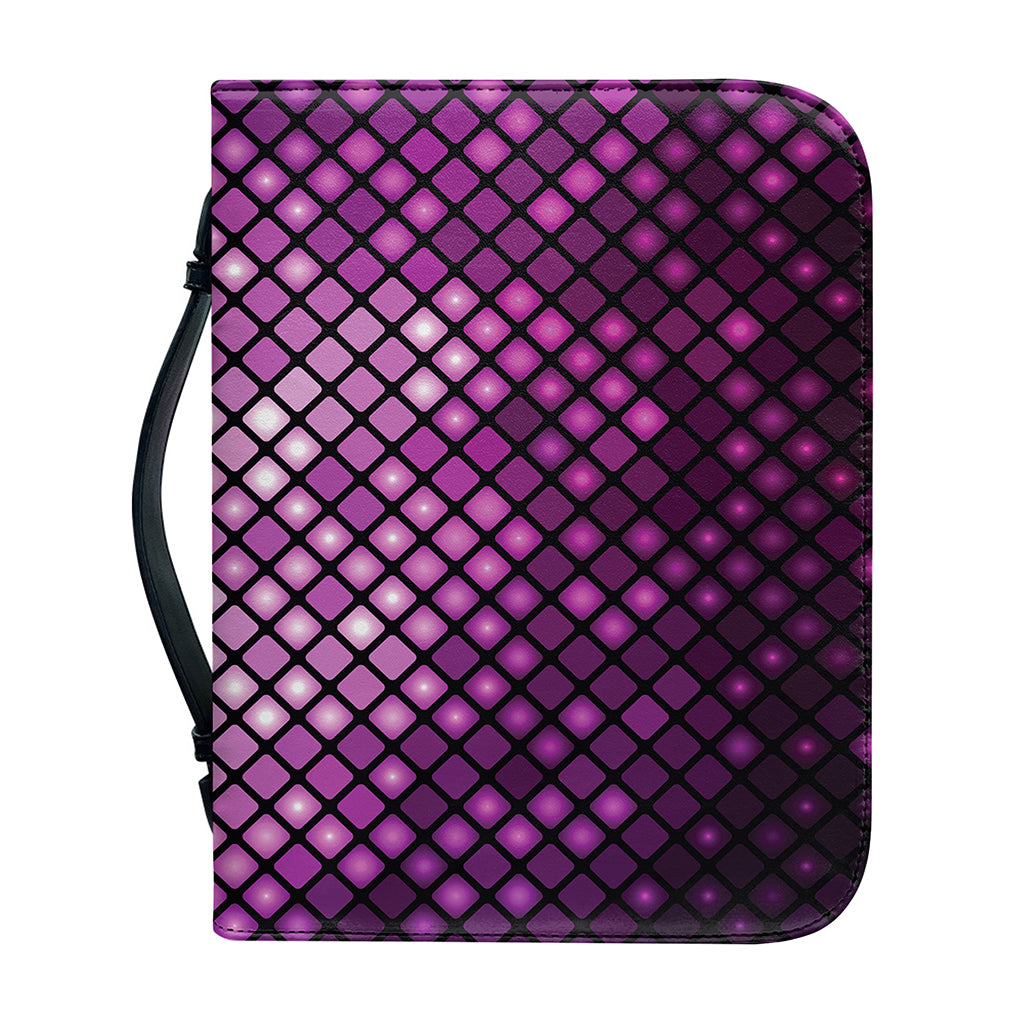 Purple Disco Lights Pattern Print Leather Bible Cover