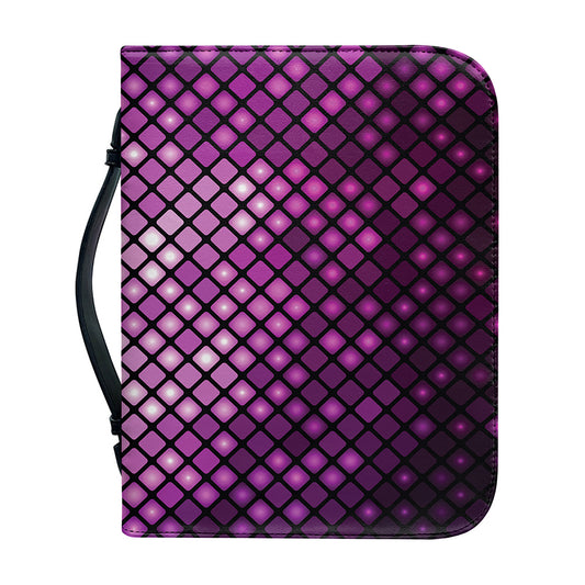 Purple Disco Lights Pattern Print Leather Bible Cover
