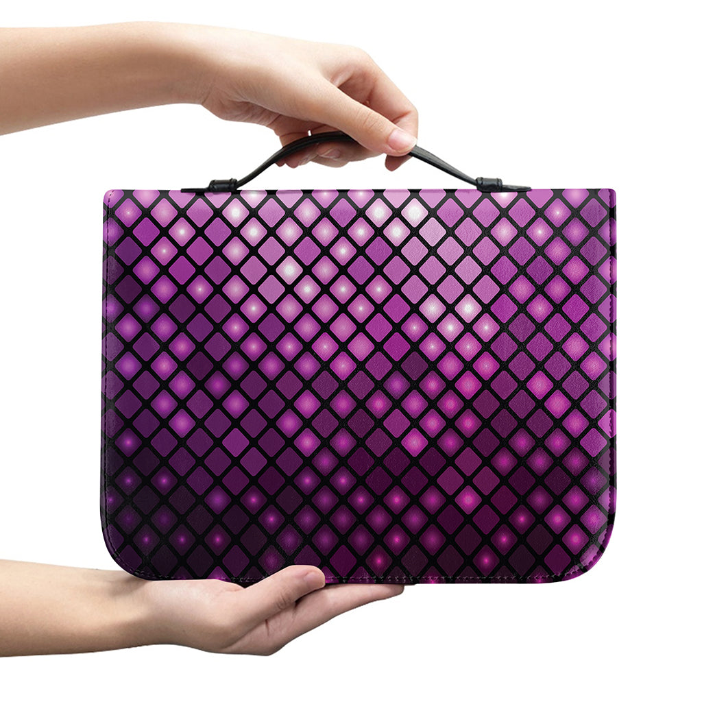 Purple Disco Lights Pattern Print Leather Bible Cover