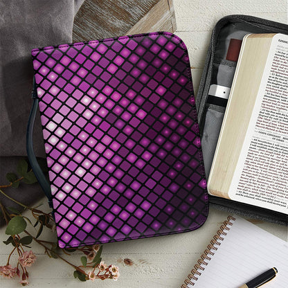 Purple Disco Lights Pattern Print Leather Bible Cover