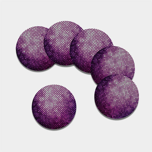 Purple Disco Lights Pattern Print Leather Coaster Set