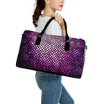 Purple Disco Lights Pattern Print Leather Duffle Bag