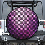 Purple Disco Lights Pattern Print Leather Spare Tire Cover