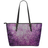 Purple Disco Lights Pattern Print Leather Tote Bag