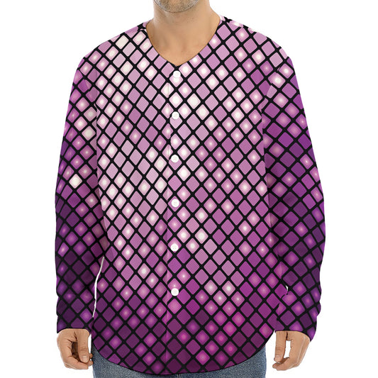 Purple Disco Lights Pattern Print Long Sleeve Baseball Jersey