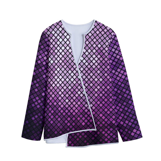 Purple Disco Lights Pattern Print Long Sleeve Short Coat
