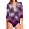 Purple Disco Lights Pattern Print Long Sleeve Swimsuit