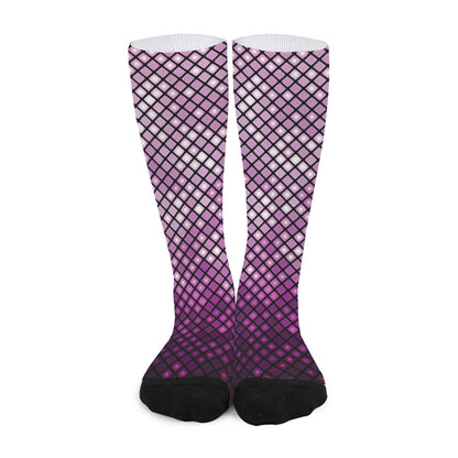 Purple Disco Lights Pattern Print Long Socks