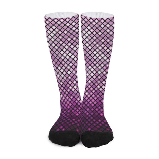 Purple Disco Lights Pattern Print Long Socks