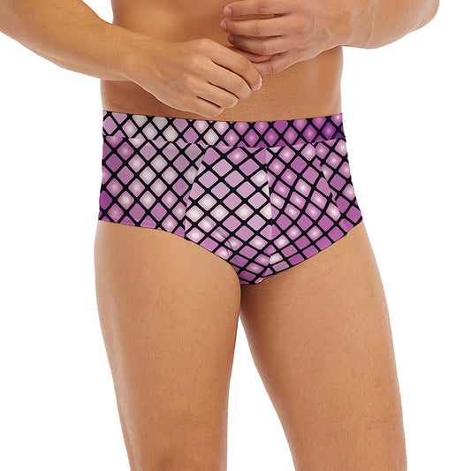 Purple Disco Lights Pattern Print Men's Briefs