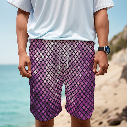 Purple Disco Lights Pattern Print Men's Cargo Shorts