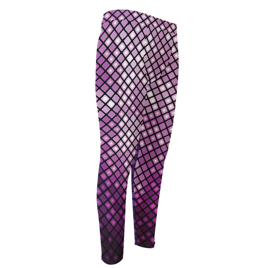 Purple Disco Lights Pattern Print Men's Compression Pants