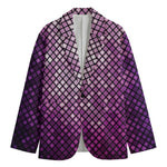 Purple Disco Lights Pattern Print Men's Cotton Blazer