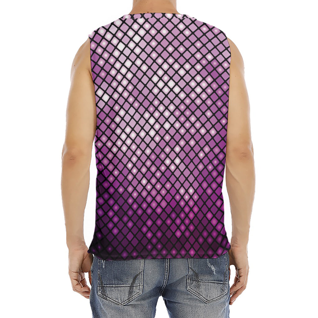 Purple Disco Lights Pattern Print Men's Fitness Tank Top
