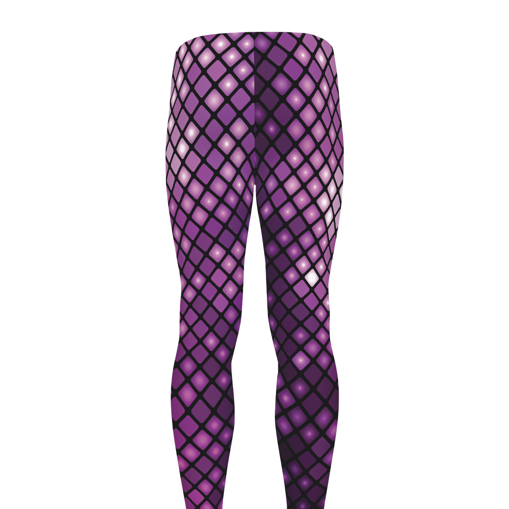 Purple Disco Lights Pattern Print Men's leggings